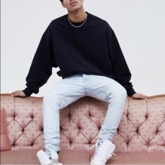 Mr Completely sz XL Reversible Front Crewneck Pullover Sweater Sweatshirt Black - Picture 2 of 14